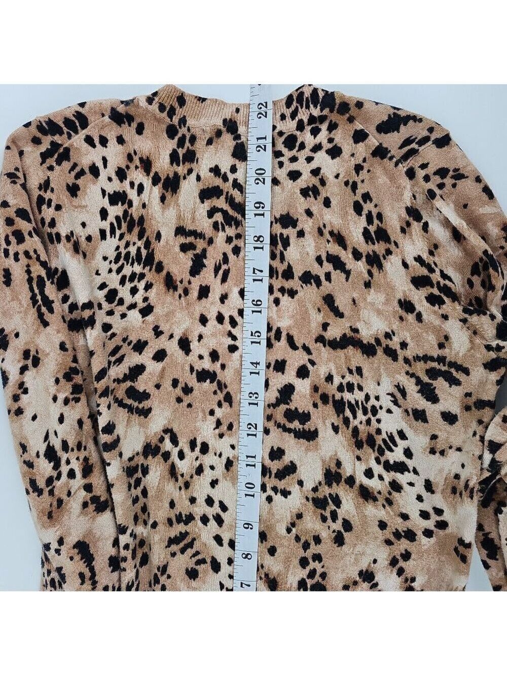 Banana Republic Leopard Print Sweater XS Tan Black Cotton Crewneck - Picture 9 of 9
